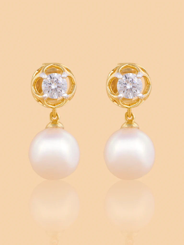 Pearl Drop Lab Diamond Earrings
