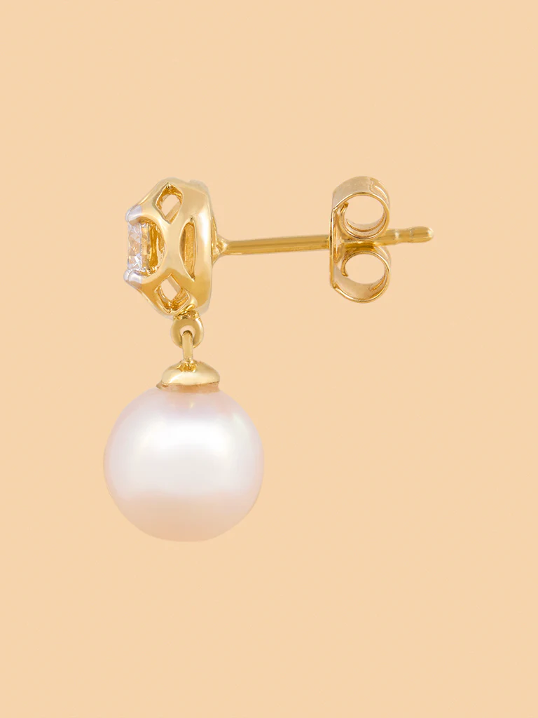 Pearl Drop Lab Diamond Earrings - Image 3