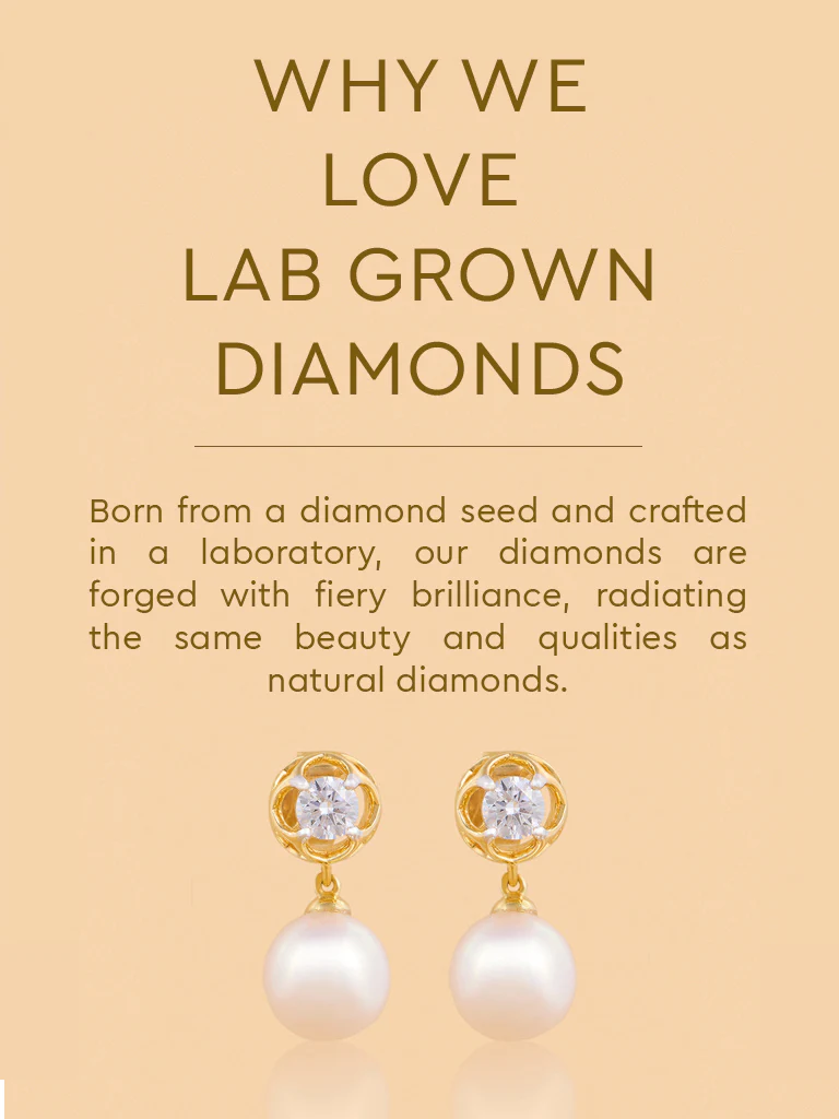 Pearl Drop Lab Diamond Earrings - Image 4