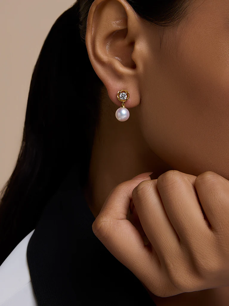 Pearl Drop Lab Diamond Earrings - Image 6