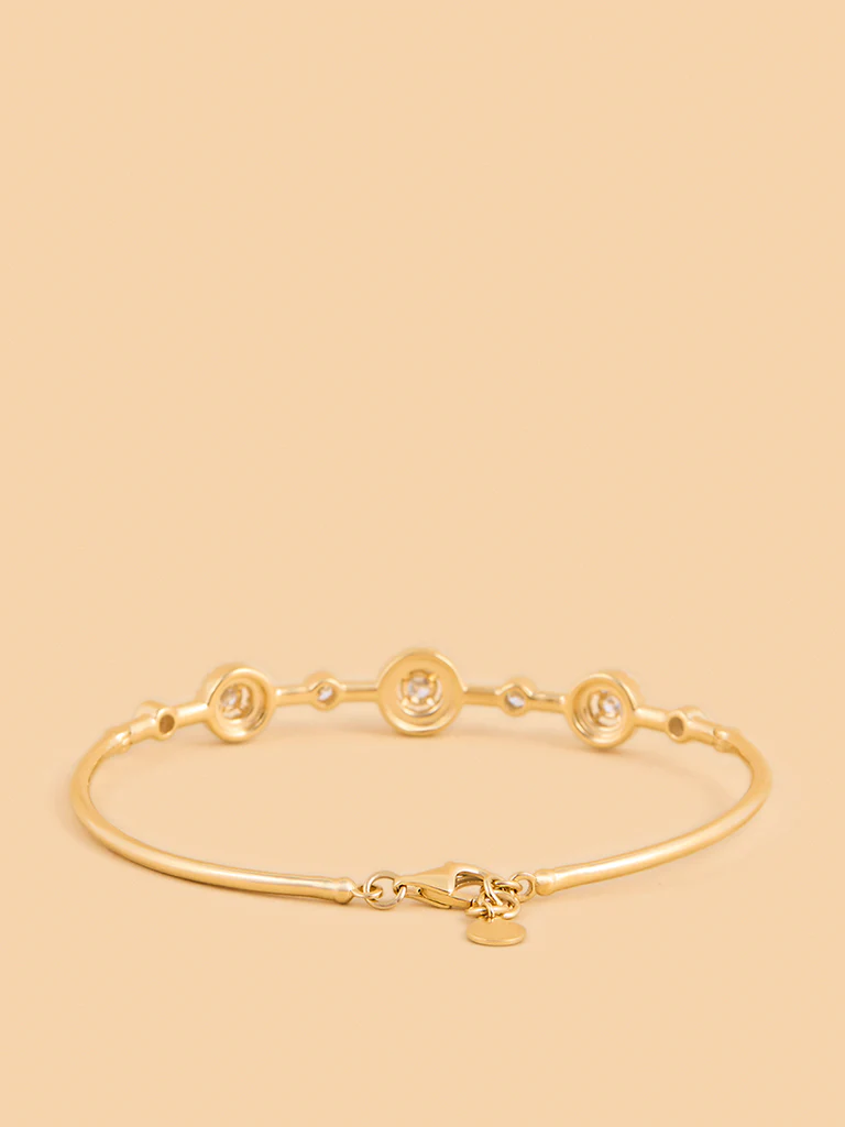 Radiant Halo Gold Plated Lab Diamond Bangle Bracelet - Image 2