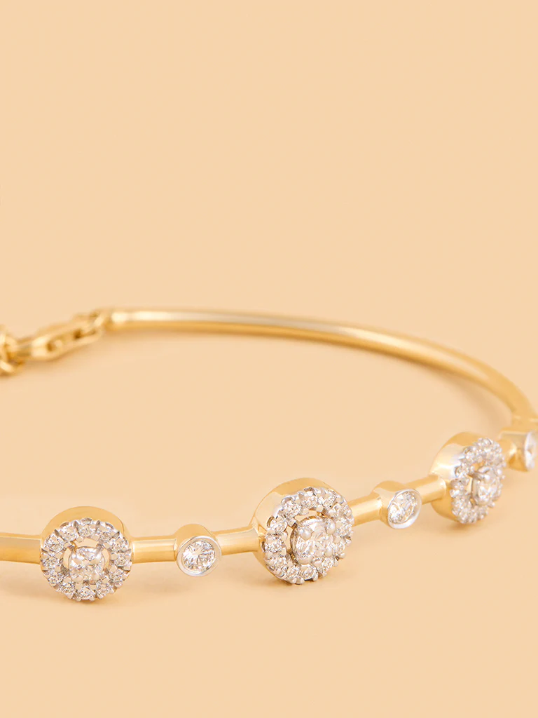 Radiant Halo Gold Plated Lab Diamond Bangle Bracelet - Image 3