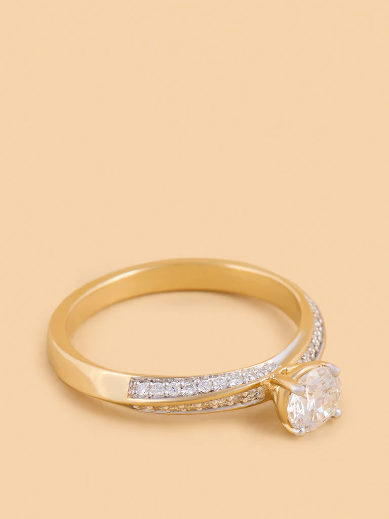 Radiant Round Gold Plated Lab Diamond Solitaire Ring - Image 4