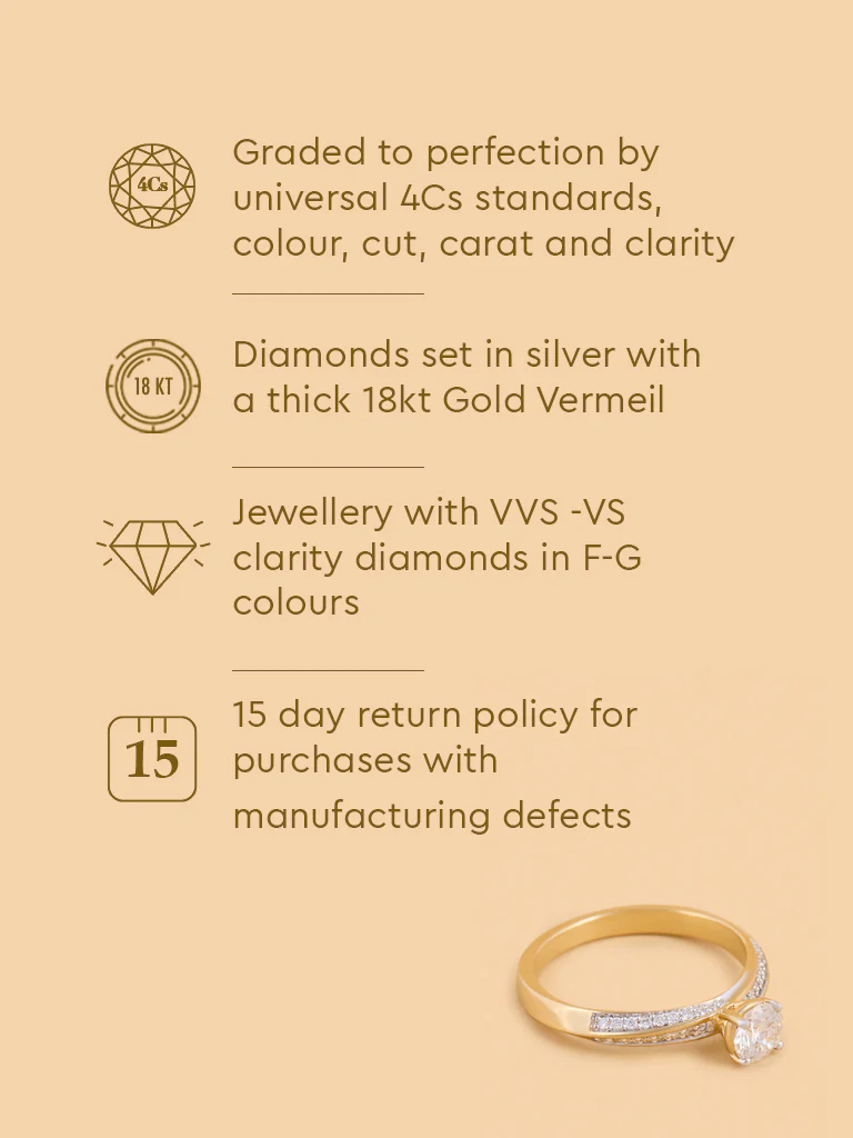 Radiant Round Gold Plated Lab Diamond Solitaire Ring - Image 6