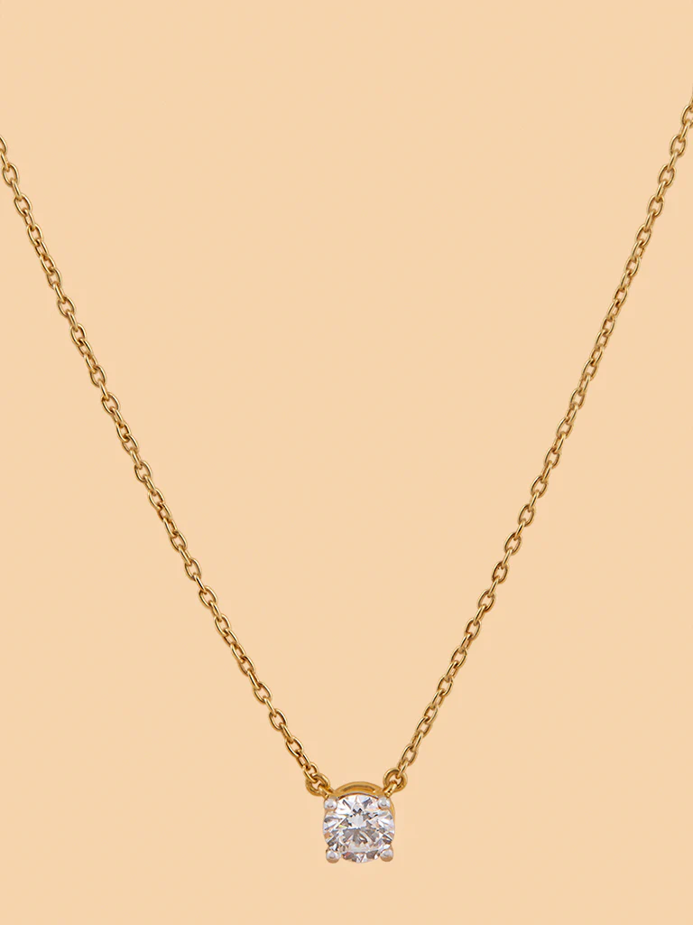 Round Solitaire Pendant Gold Plated Necklace - Image 3