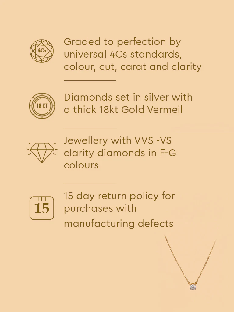 Round Solitaire Pendant Gold Plated Necklace - Image 5