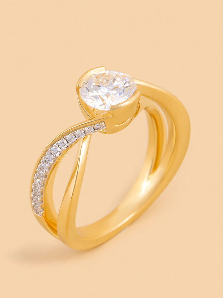 Solitaire Twist Gold Plated Lab Diamond Ring