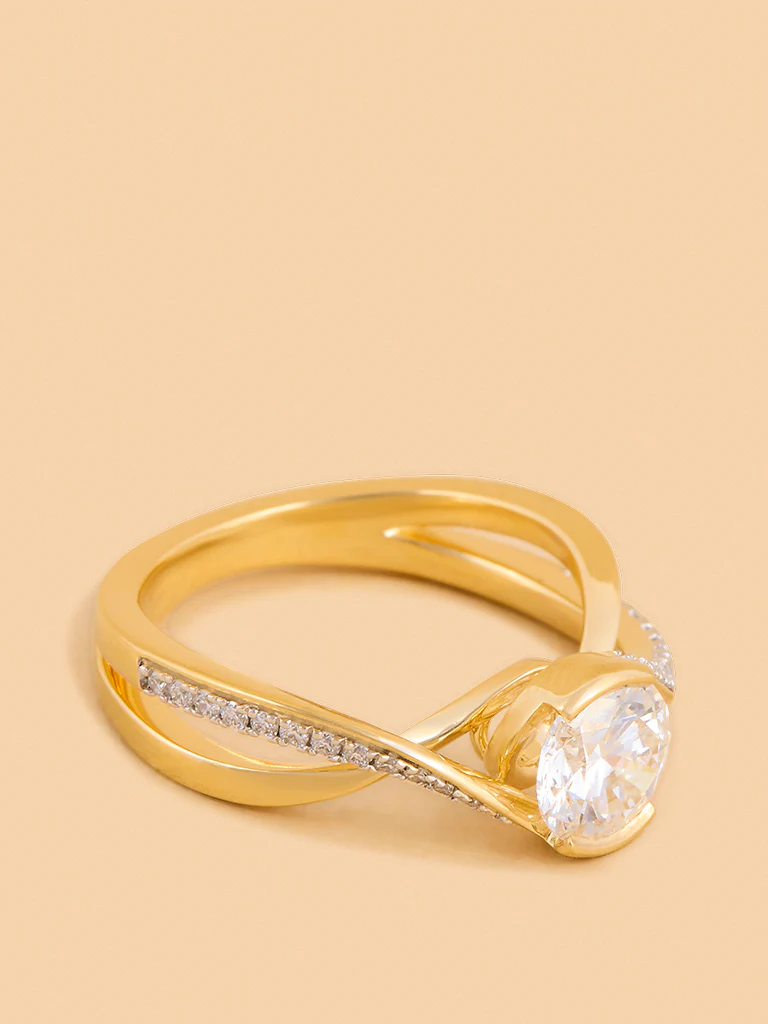 Solitaire Twist Gold Plated Lab Diamond Ring - Image 2