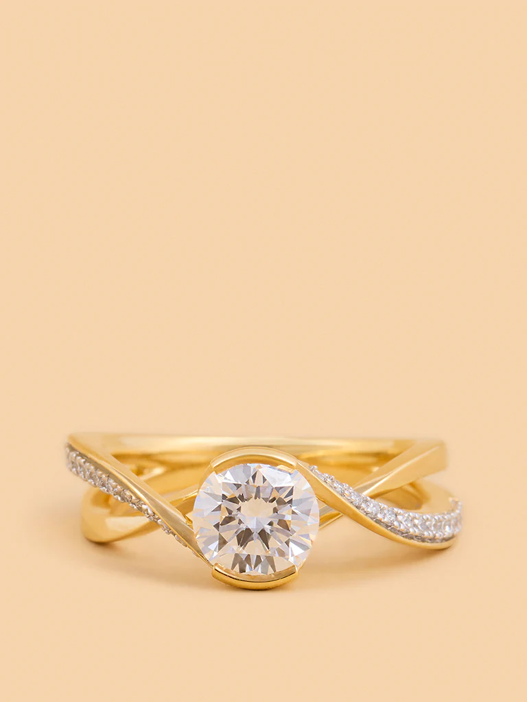 Solitaire Twist Gold Plated Lab Diamond Ring - Image 3