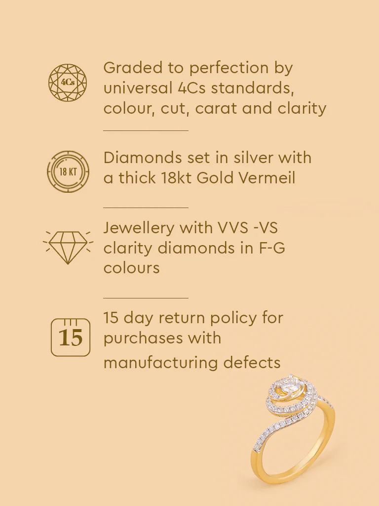 Spiral Swirl Gold Plated Lab Diamond Solitaire Ring - Image 5