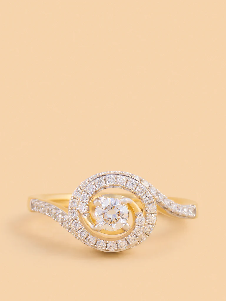 Spiral Swirl Solitaire Lab Diamond Ring - Image 3