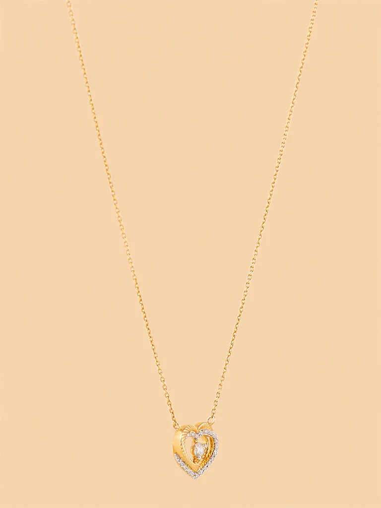 Trendy Lab Diamond Layered Halo Heart Necklace - Image 2