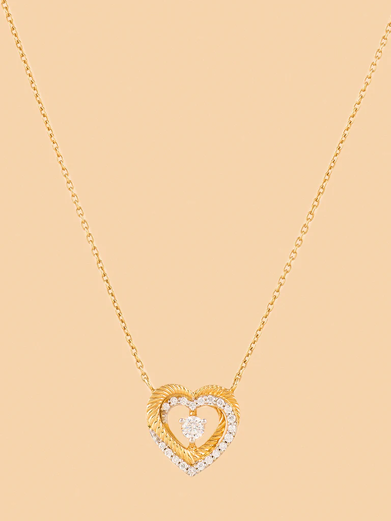 Trendy Lab Diamond Layered Halo Heart Necklace - Image 3