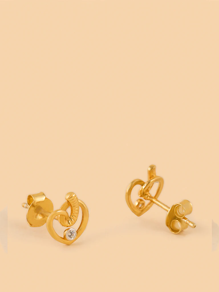 Twisted Lab Diamond Rope Heart Studs - Image 2