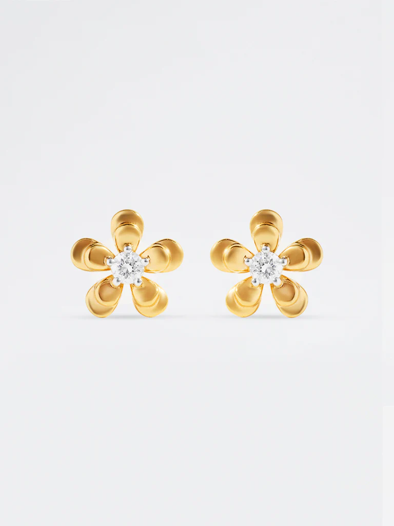 Yellow Lab Diamond Flower Earrings - Image 2