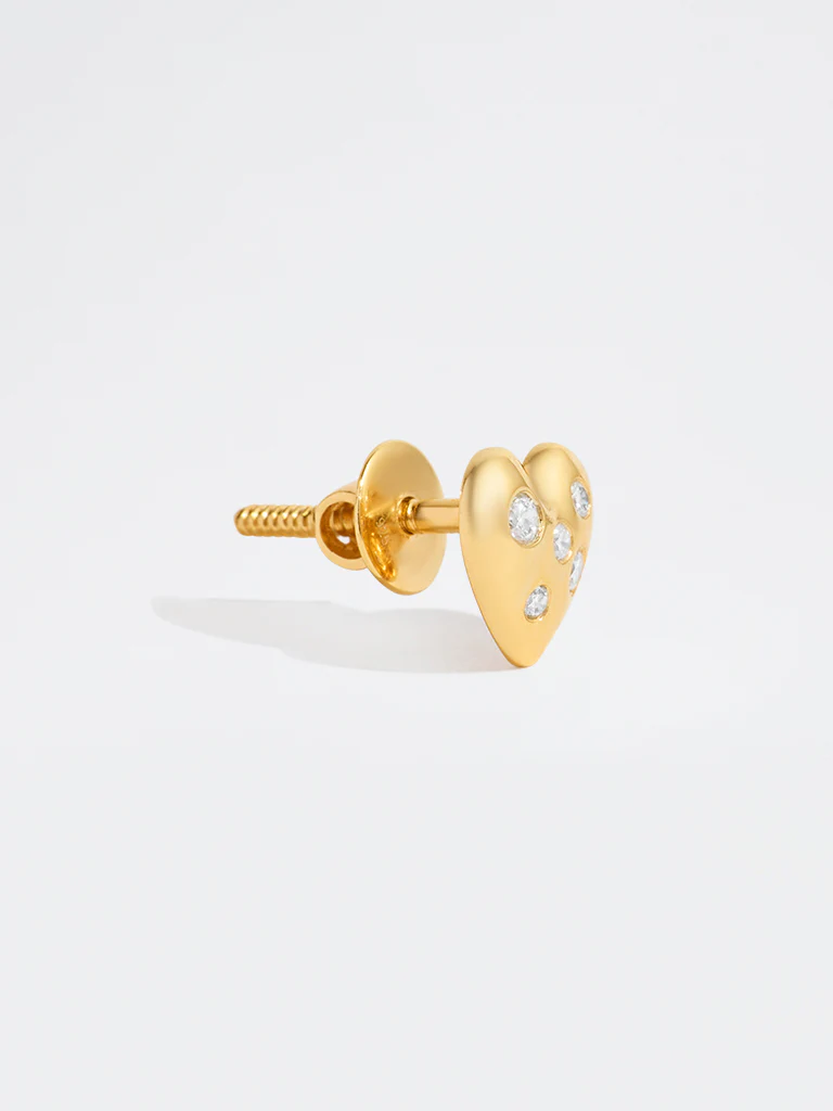 Yellow Lab Diamond Heart Earrings - Image 3