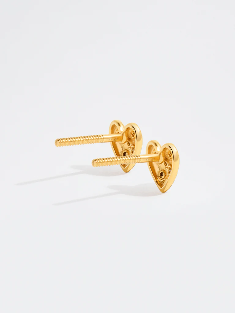 Yellow Lab Diamond Heart Earrings - Image 4