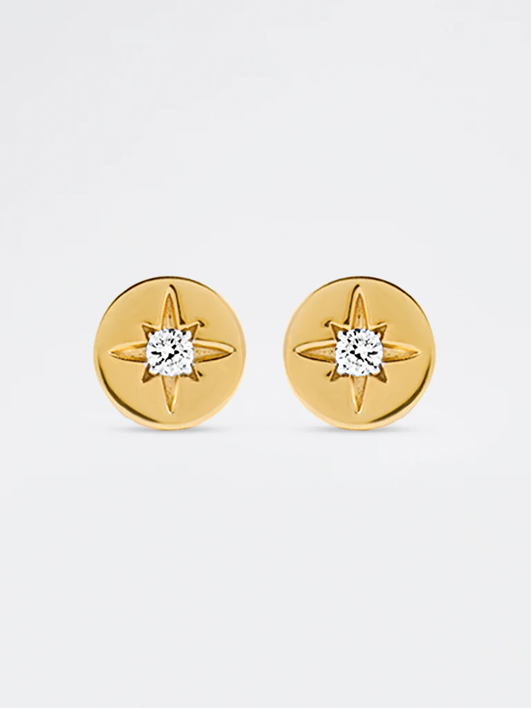 Yellow Lab Diamond Star Disc Earrings - Image 2