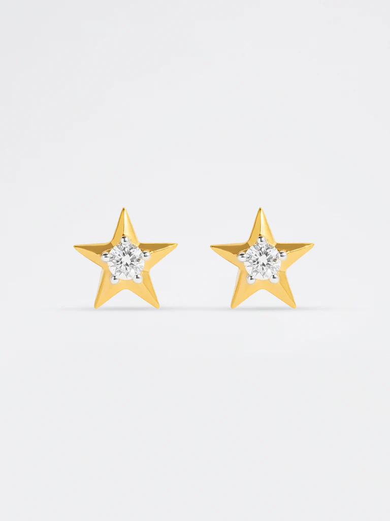 Yellow Lab Diamond Star Earrings - Image 2