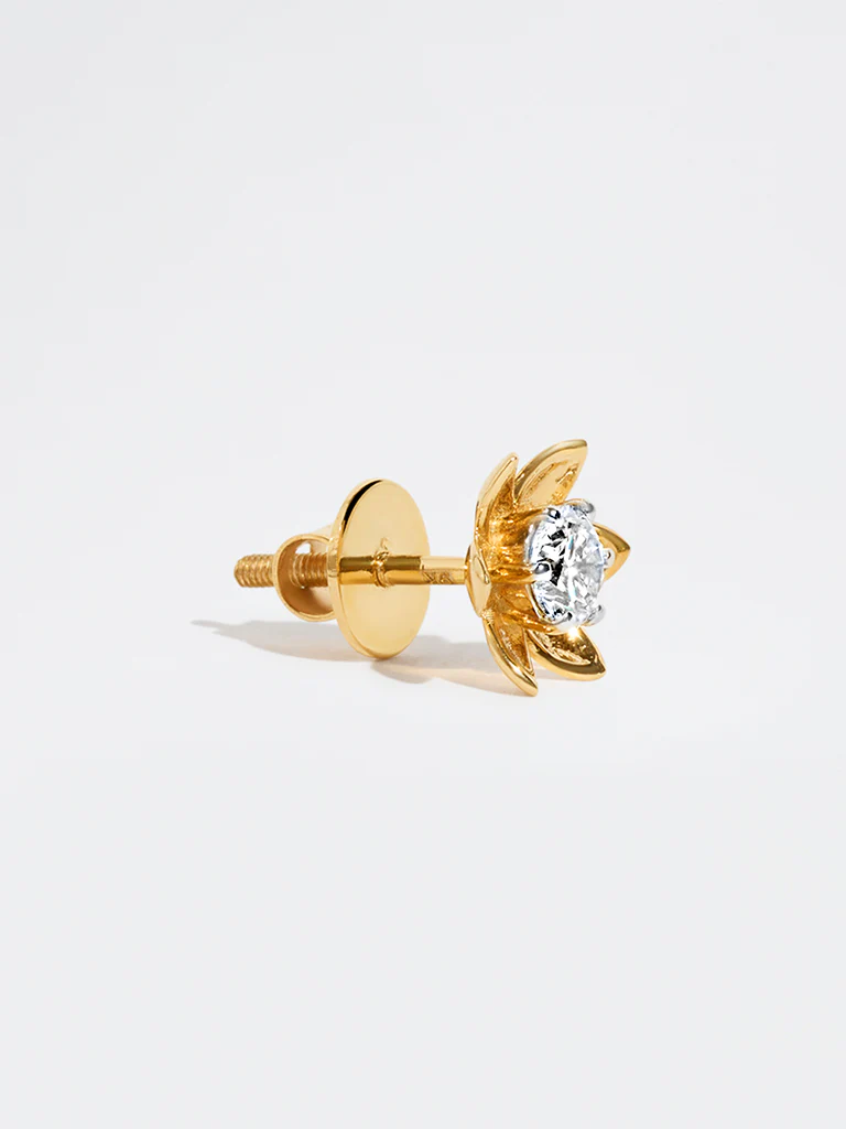 Floral Lab Diamond Stud Earrings - Image 3