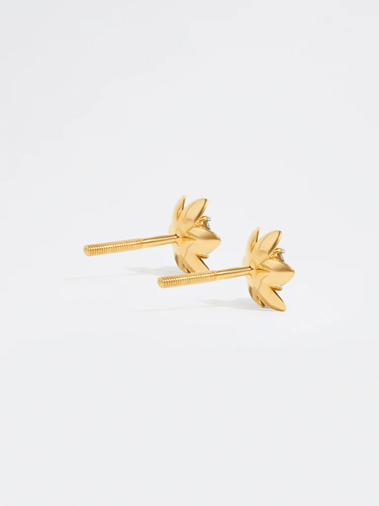 Floral Lab Diamond Stud Earrings - Image 4