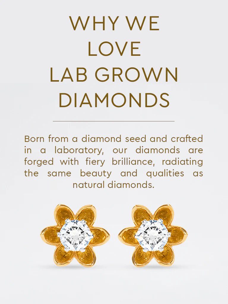 Floral Lab Diamond Stud Earrings - Image 5