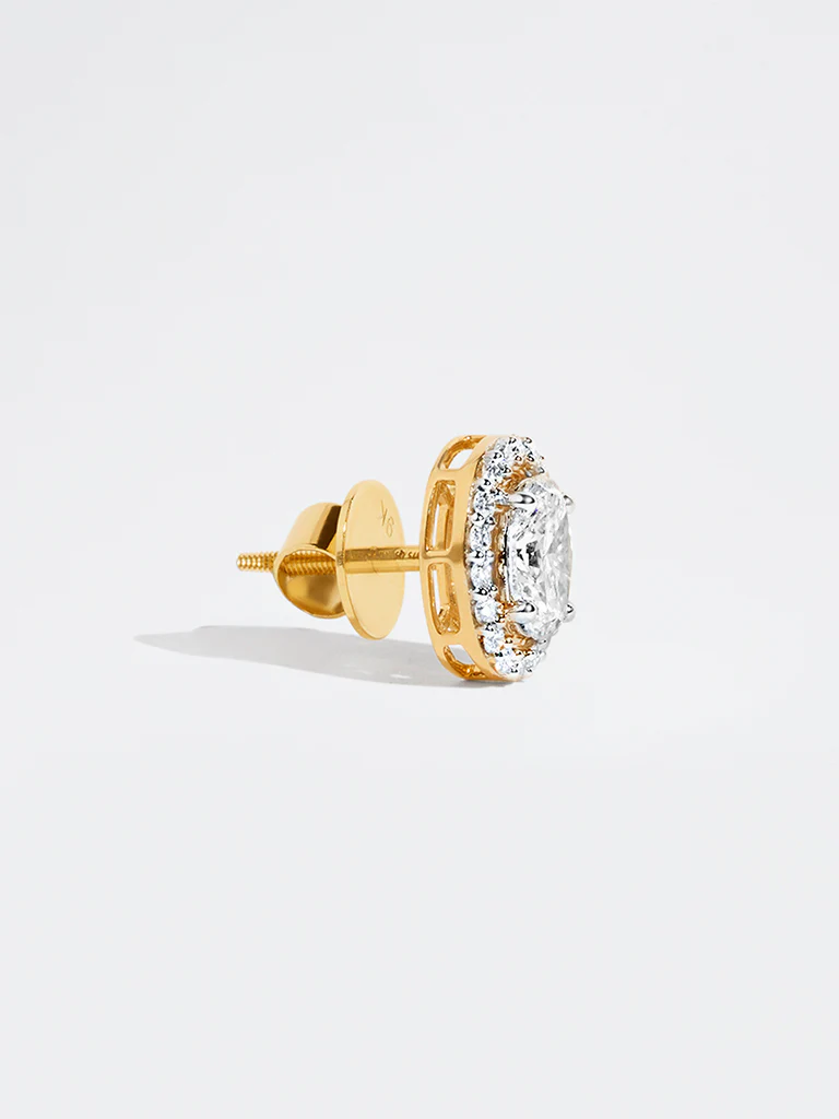 Oval Halo Lab Diamond Stud Earrings - Image 3