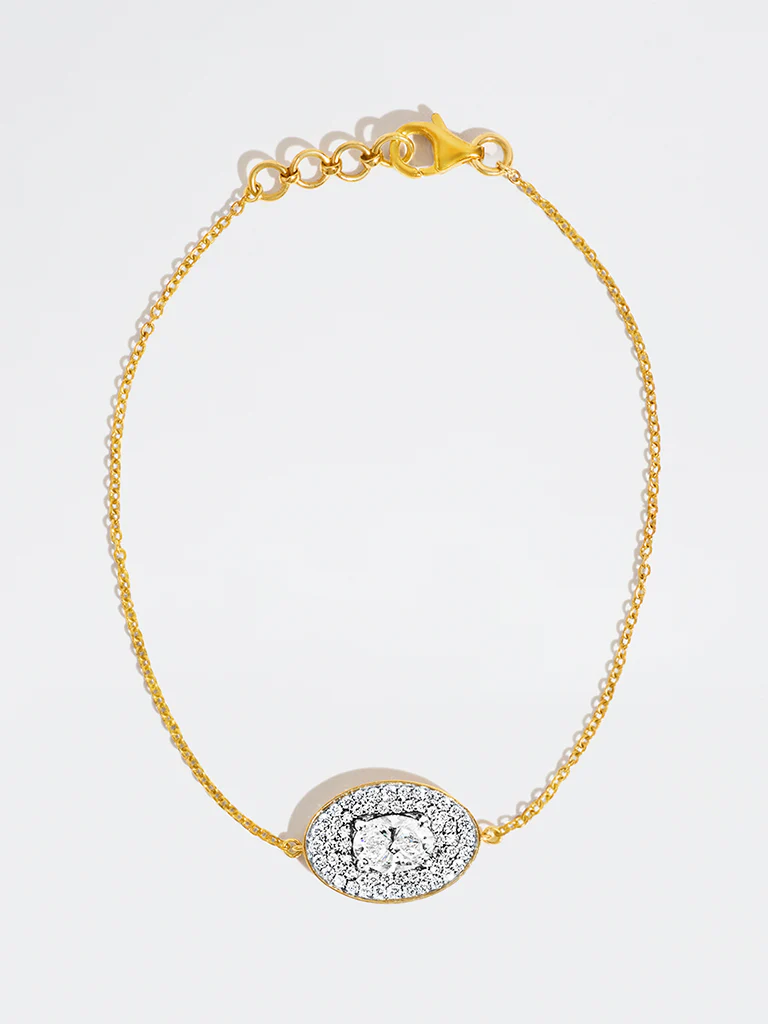 Oval Pave Solitaire Lab Diamond Bracelet - Image 2