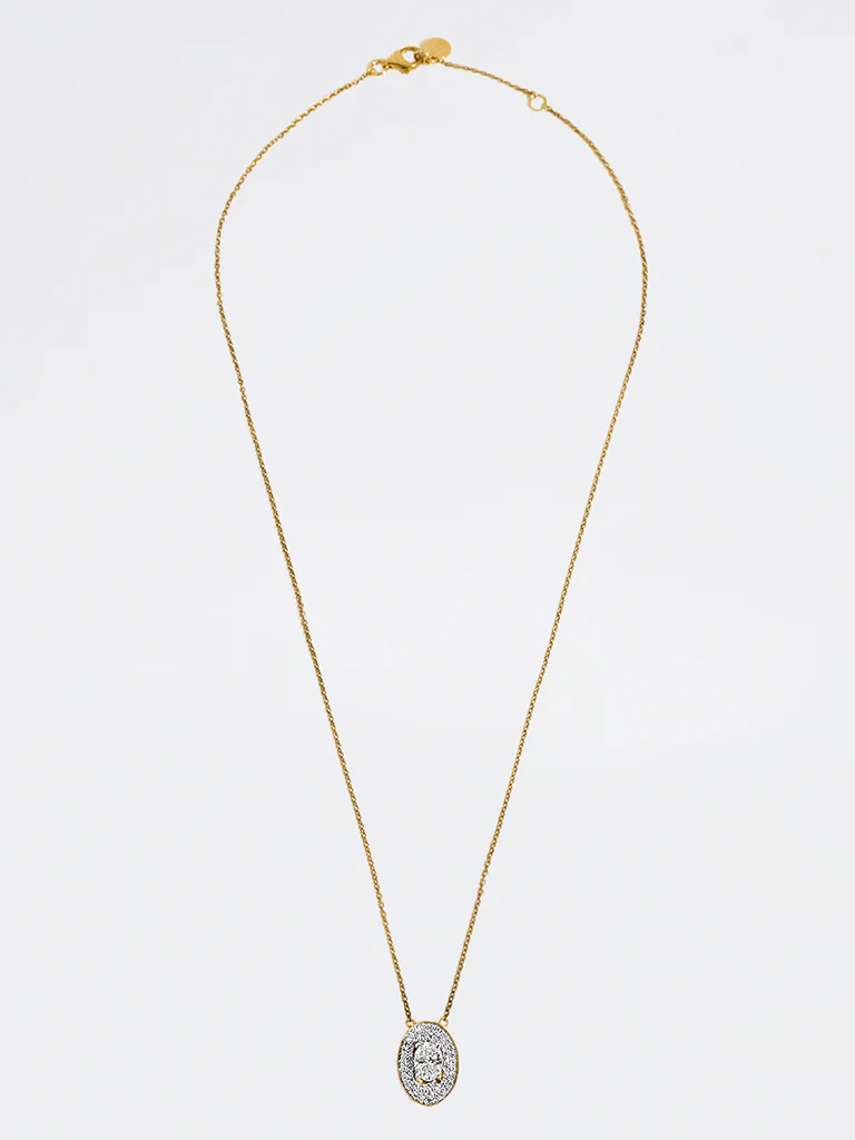 Oval Pave Solitaire Lab Diamond Necklace - Image 2