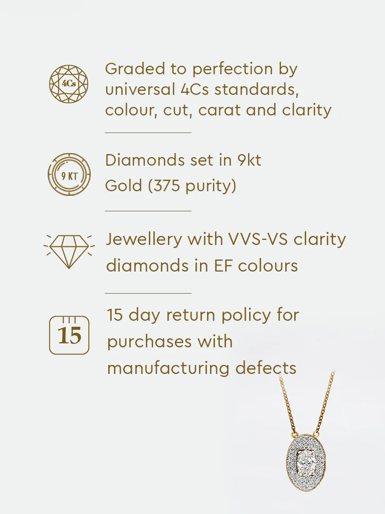 Oval Pave Solitaire Lab Diamond Necklace - Image 6