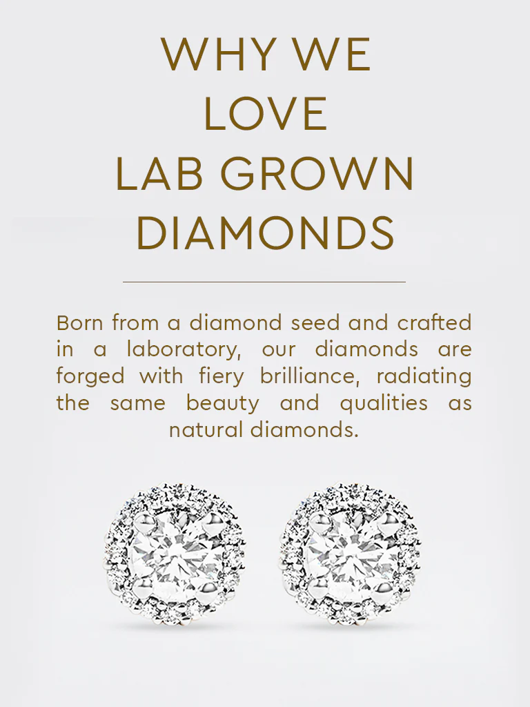 Round Halo Lab Diamond Stud Earrings - Image 5