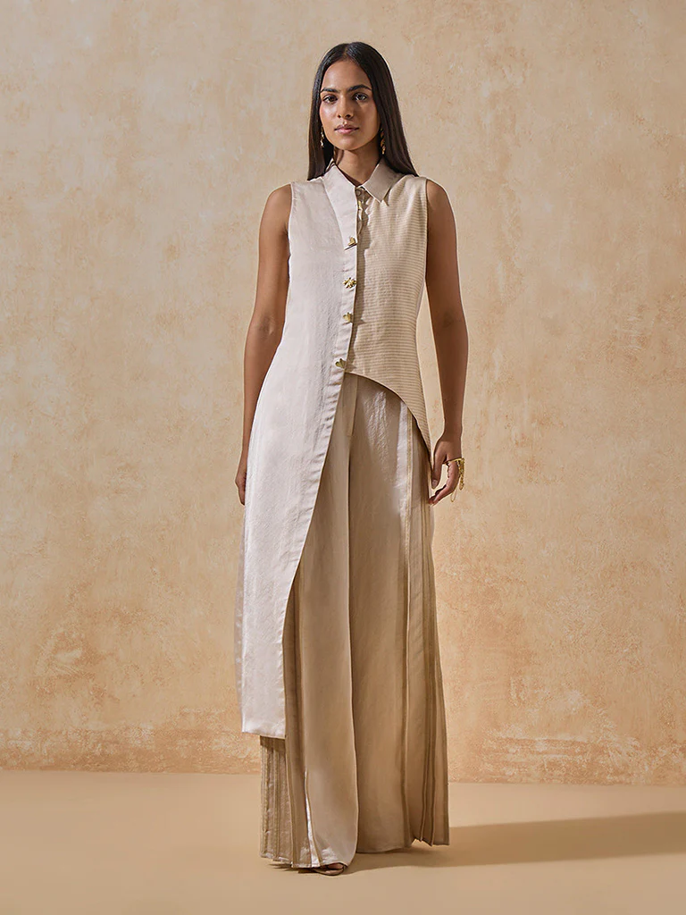 Asymmetrical Cream Top - Image 2