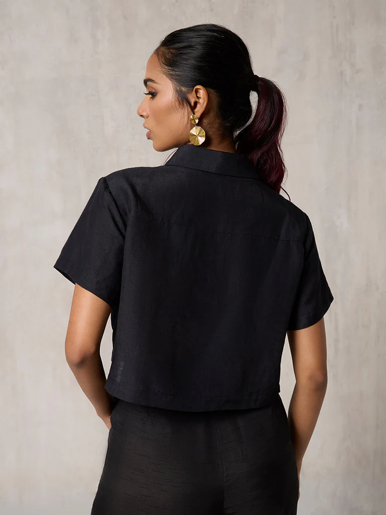 Black Cropped Shirt - Image 4
