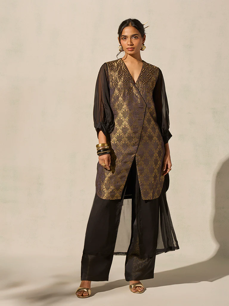 Brocade Kurta – Black - Image 2