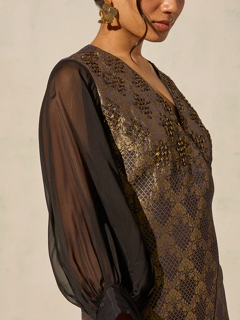 Brocade Kurta – Black - Image 3