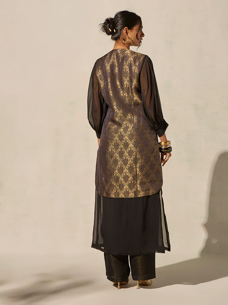 Brocade Kurta – Black - Image 4