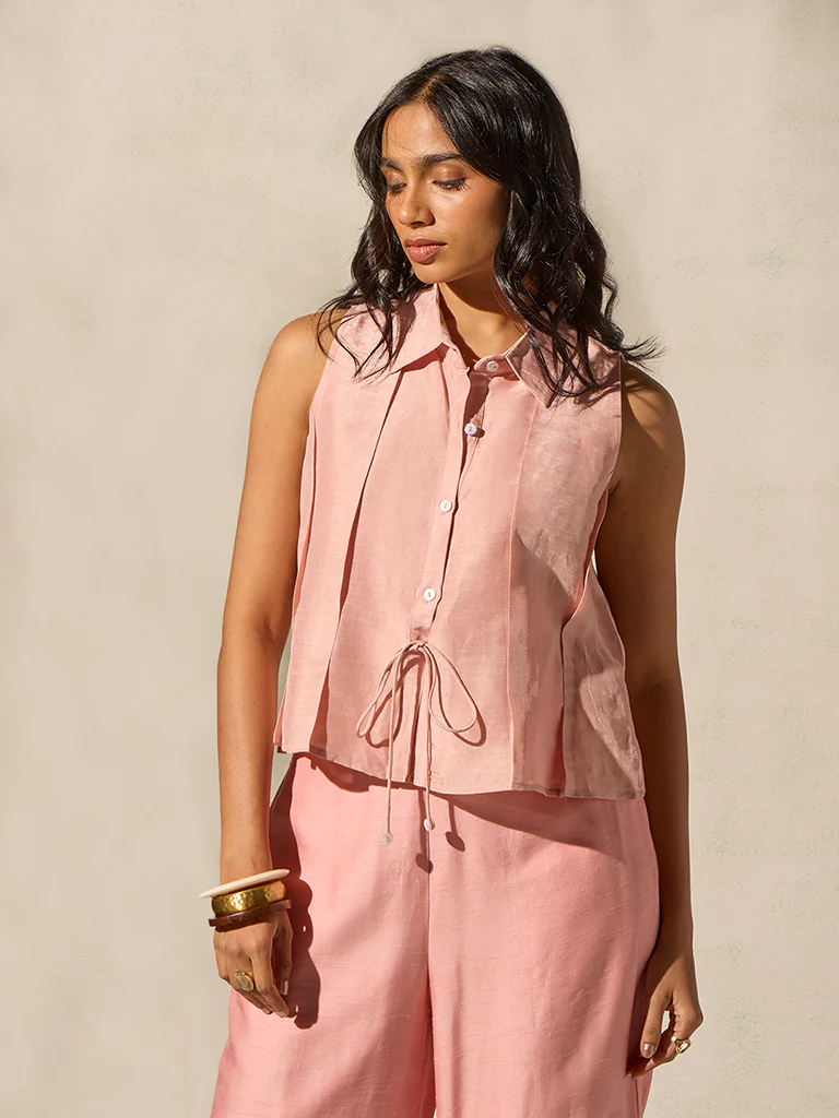 Drawstring Detail Top - Pink