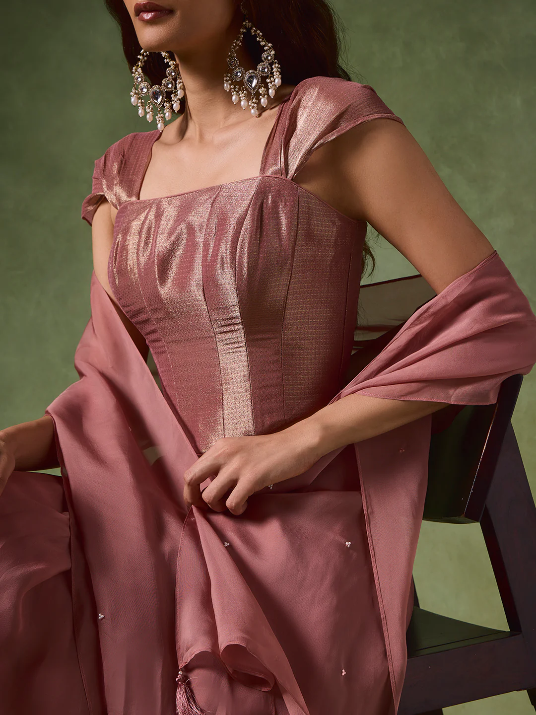 Embellished Dupatta – Pink - Image 2