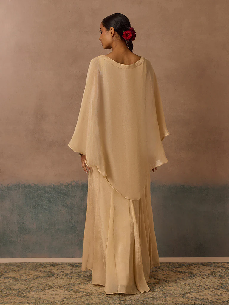 Embellished Gold Long Dress - Image 4