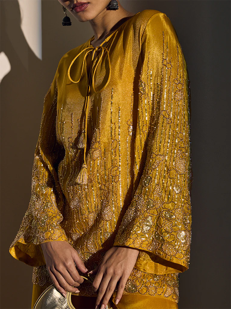 Embellished Kurta - Yellow - Image 3