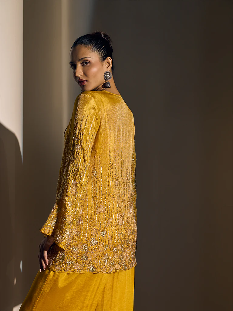 Embellished Kurta - Yellow - Image 4