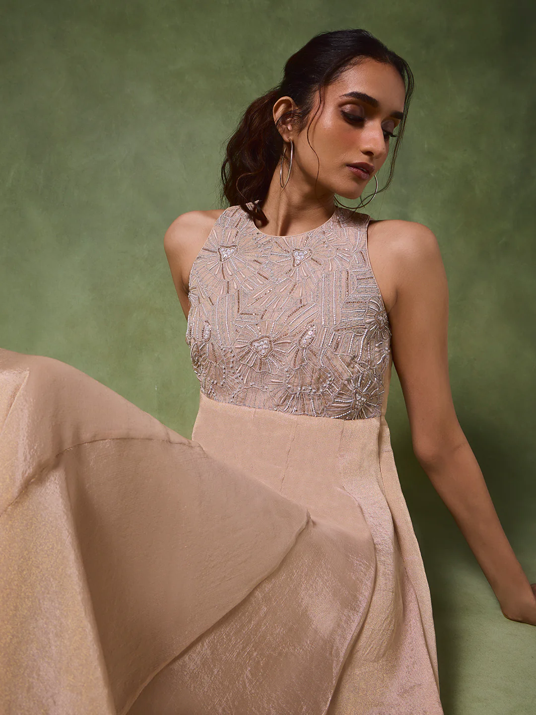 Embellished Maxi Dress – Beige - Image 3