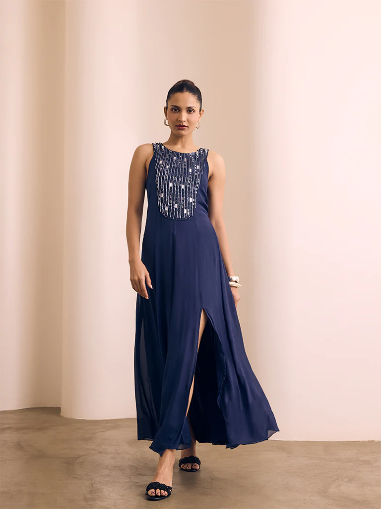 Embellished Maxi Dress - Navy - Image 2