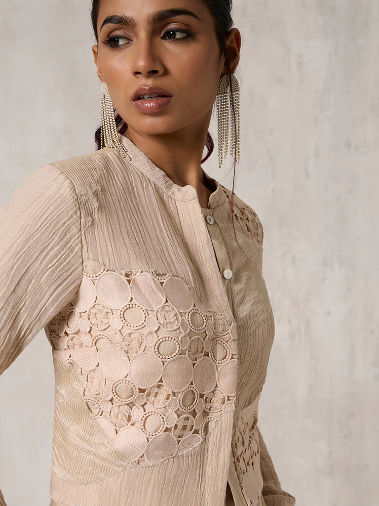 Embroidered Beige Top - Image 3