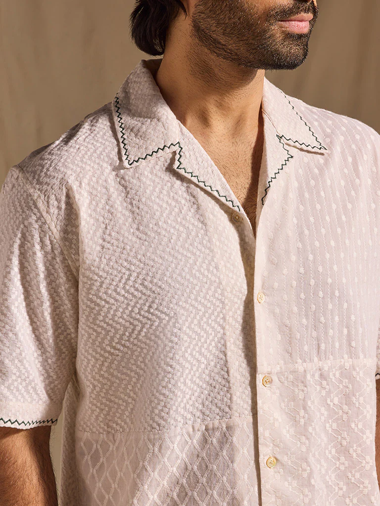 Embroidered Cotton Shirt - White - Image 3