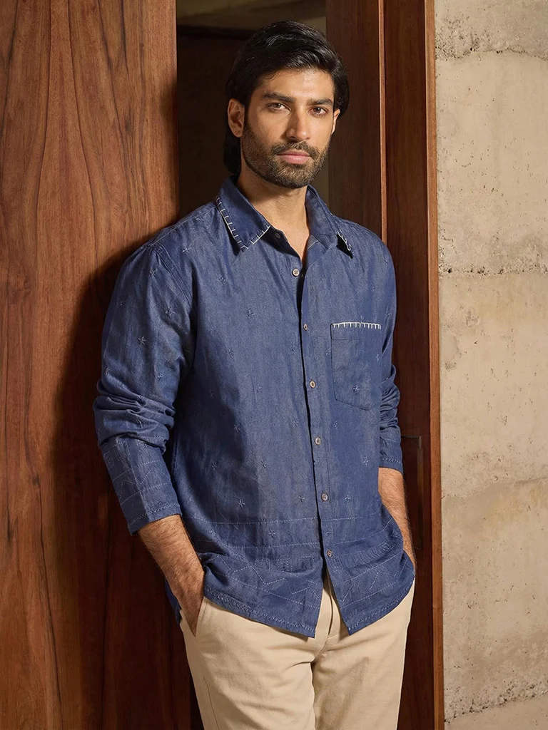 Embroidered Shirt - Blue