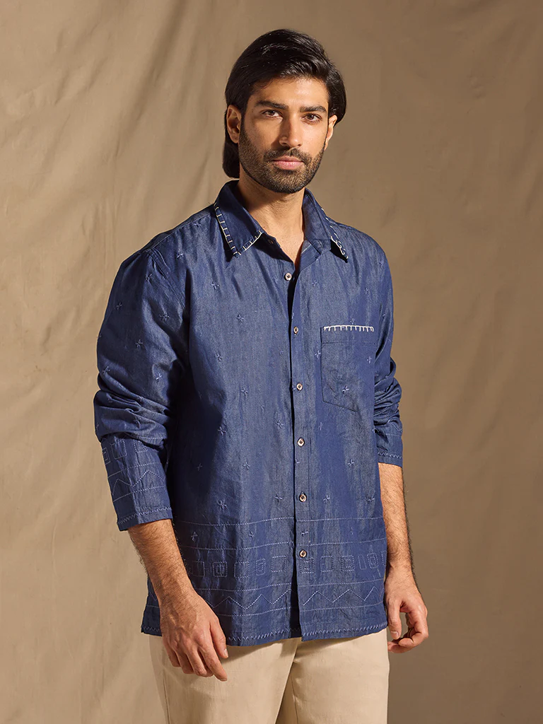 Embroidered Shirt - Blue - Image 3