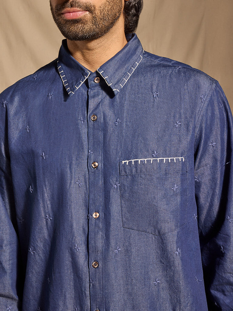 Embroidered Shirt - Blue - Image 4