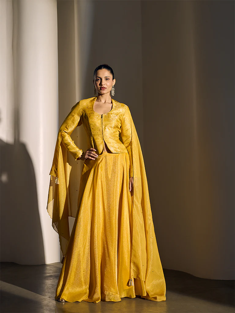 Flared Lehenga Skirt - Yellow