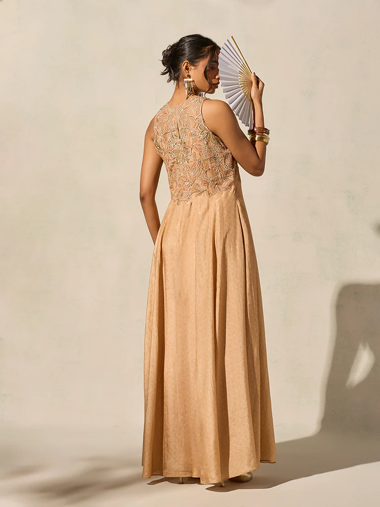 Floral Embroidered Jumpsuit - Peach - Image 5